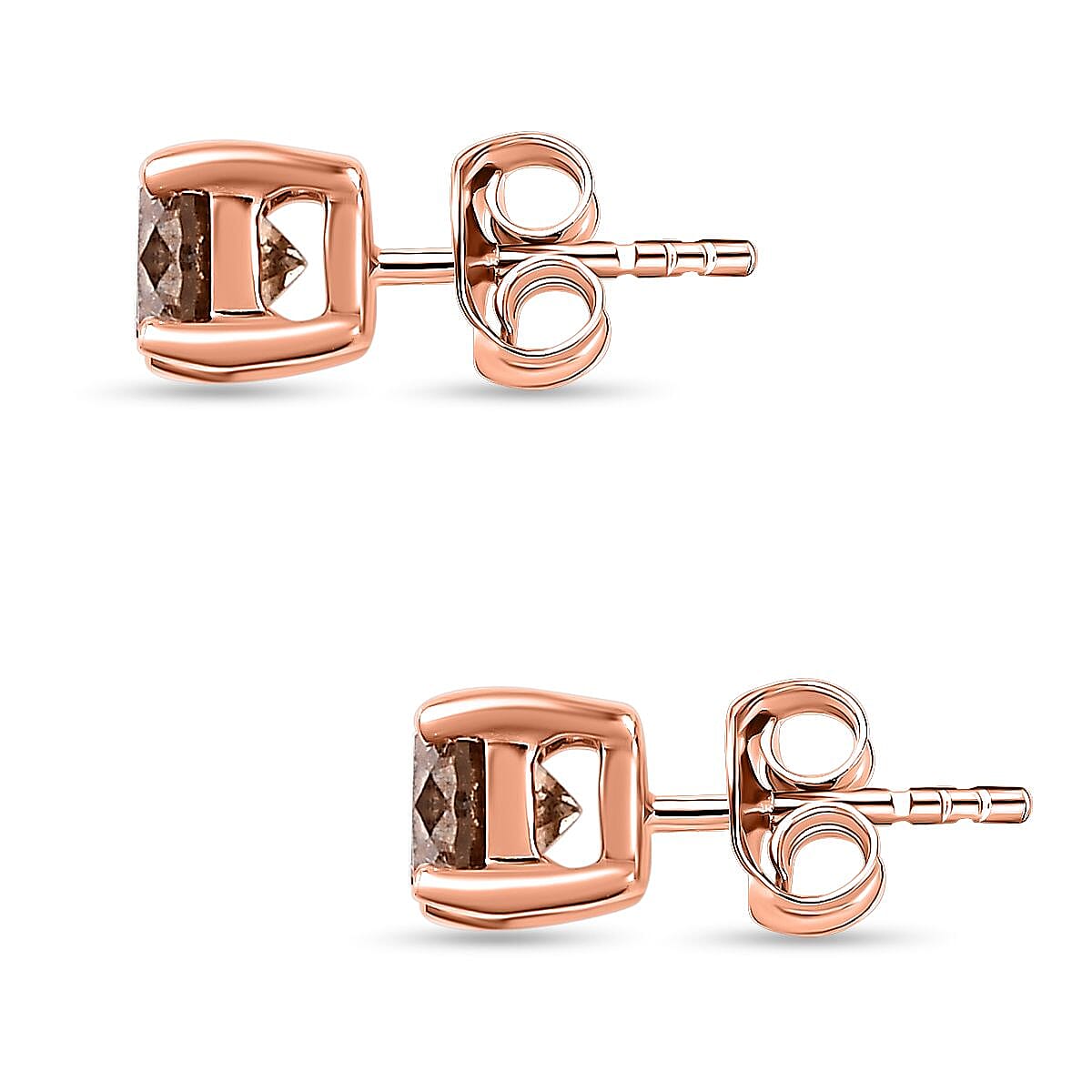 9K Rose Gold Natural Champagne Diamond Solitaire Stud Earrings 0.50 Ct 7737077 4