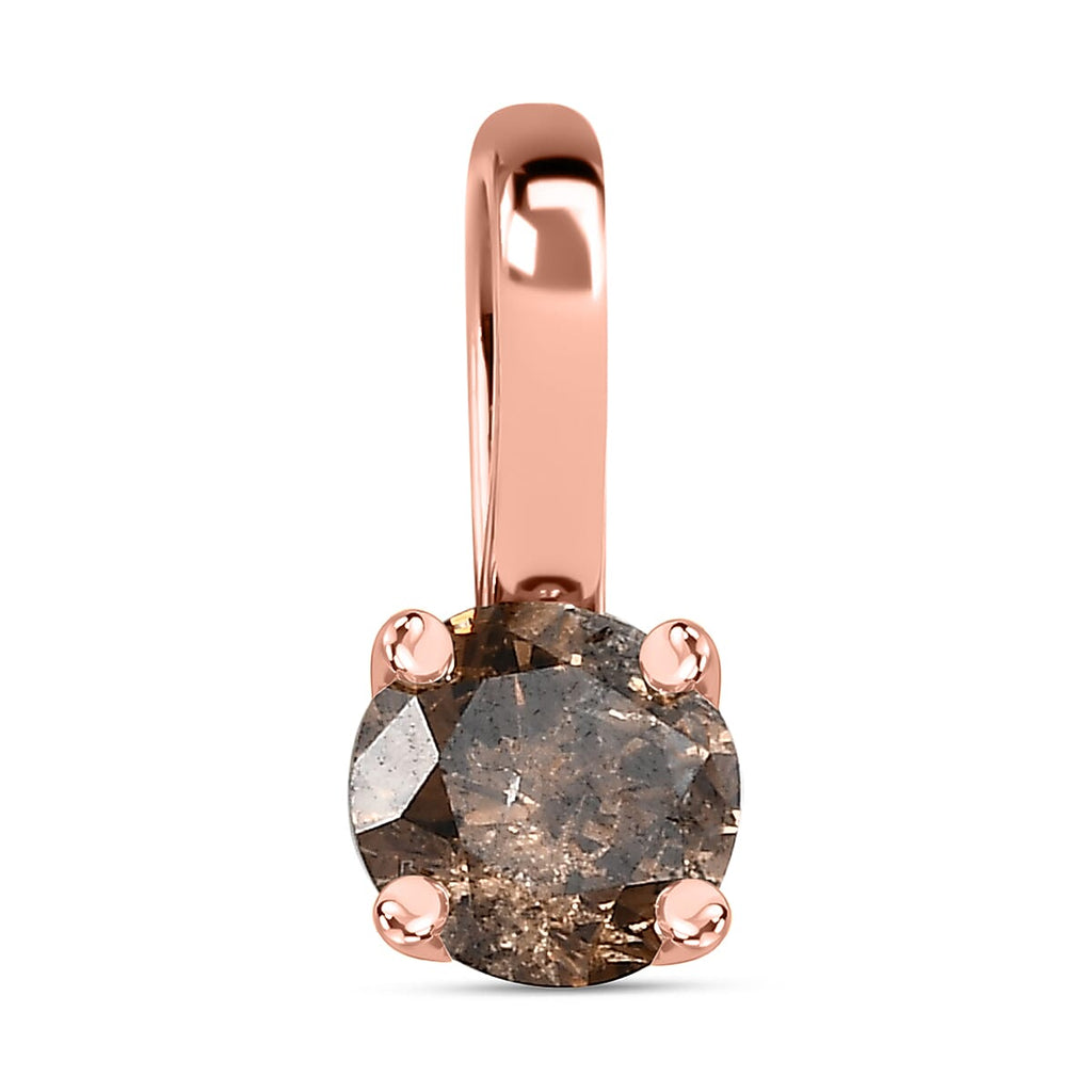 9K Rose Gold Natural Champagne Diamond Solitaire Pendant