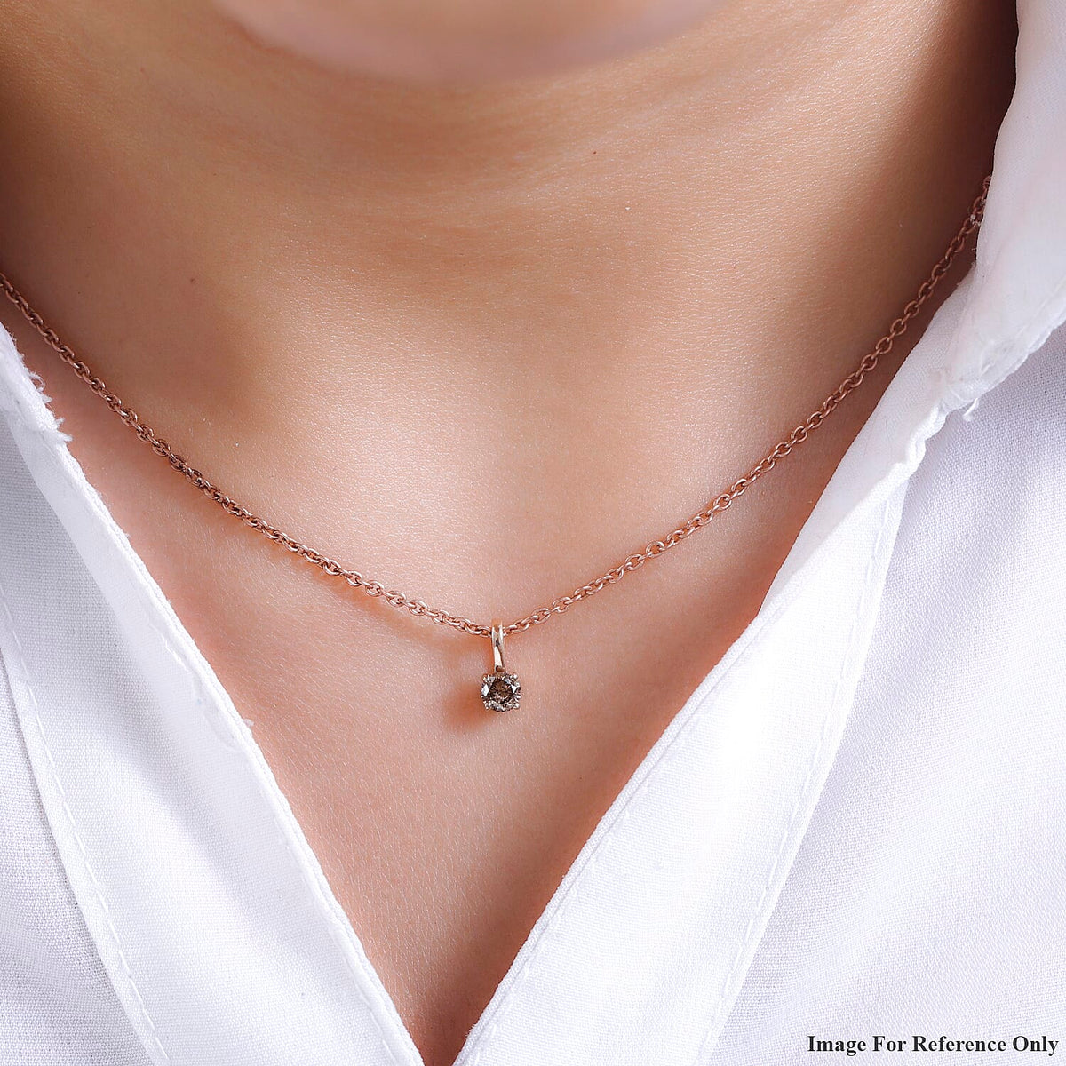 9K Rose Gold Natural Champagne Diamond Solitaire Pendant 7515771 2