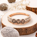9K Rose Gold Certified Natural Champagne Diamond (3 x 0.25 CT Solitaire) & White Diamond Ring 1.00 Ct