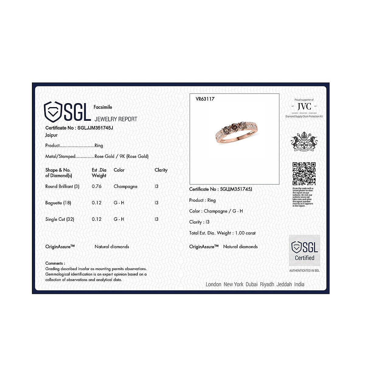 Natural Champagne Diamond and White Diamond Ring in 9K Rose Gold 7688206 6