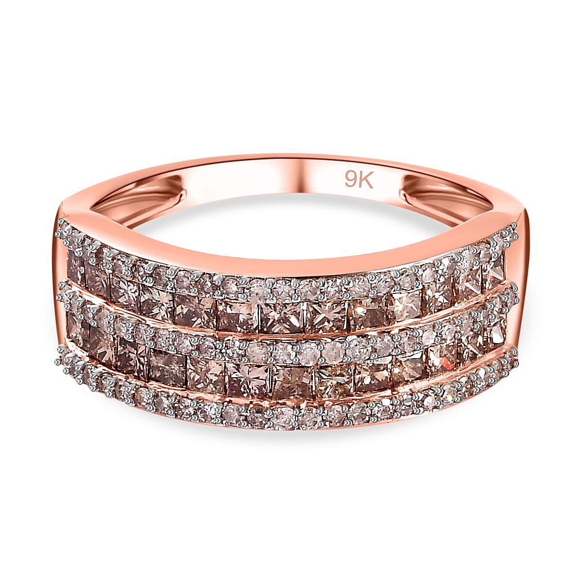 9K Rose Gold Certified Natural Champagne Diamond and White Diamond Ring 1.00 Cts 7698129 1