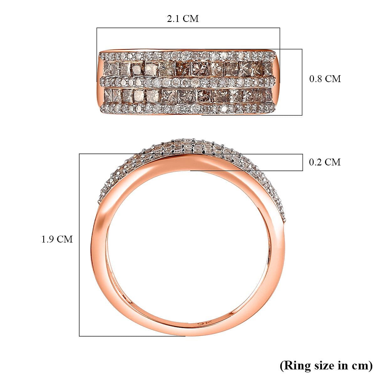 9K Rose Gold Certified Natural Champagne Diamond and White Diamond Ring 1.00 Cts 7698129 11