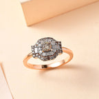 9K Rose Gold Certified Natural Champagne Diamond & Natural White Diamond Ring 0.50 Cts