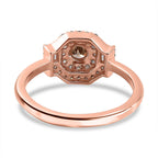 9K Rose Gold Certified Natural Champagne Diamond & Natural White Diamond Ring 0.50 Cts