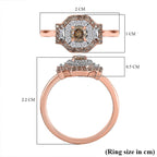 9K Rose Gold Certified Natural Champagne Diamond & Natural White Diamond Ring 0.50 Cts