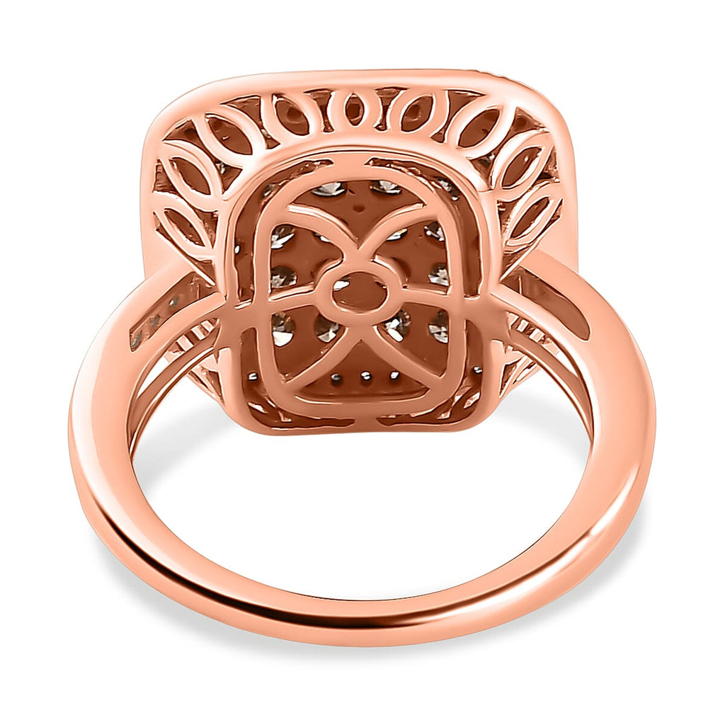 9K Rose Gold Champagne Diamond and White Diamond Cluster Ring 1.50 Ct.