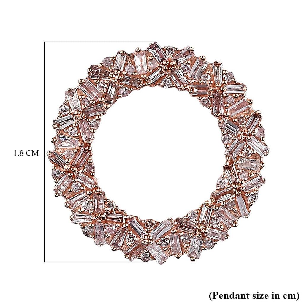 9K Rose Gold SGL Certified Natural Pink Diamond Circle Pendant 0.50 Ct.