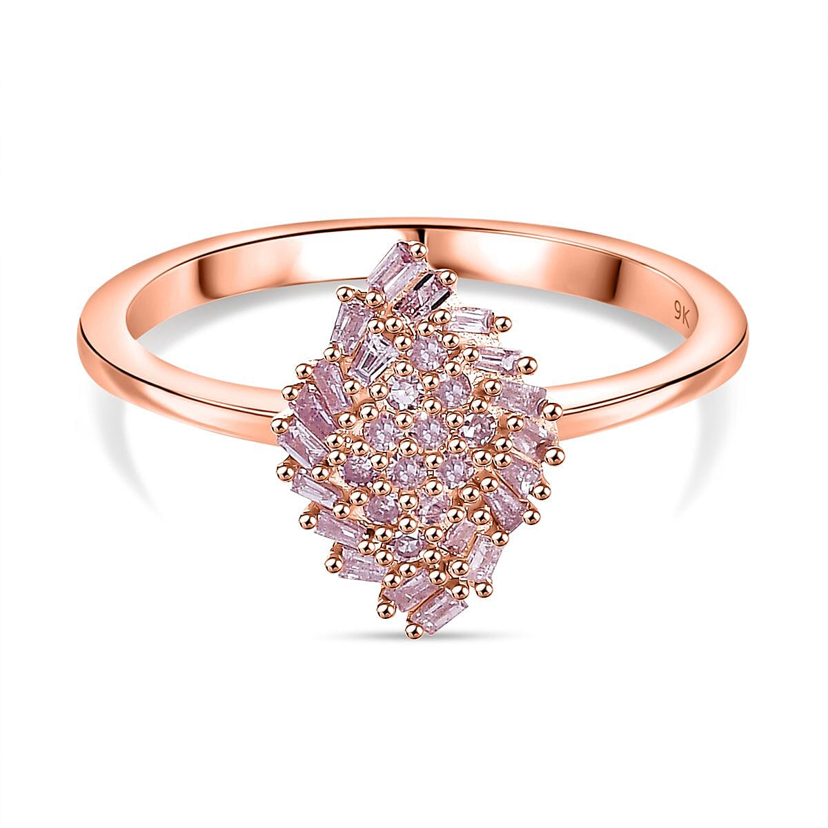 9K Rose Gold I3 Pink Diamond I3 Cluster Ring 7823301 0