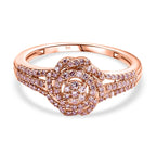 9K Rose Gold SGL Certified Pink Diamond Cluster Ring
