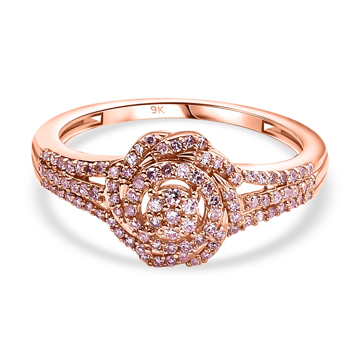 9K Rose Gold SGL Certified Pink Diamond Floral Cluster Ring 8023278 0