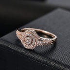 9K Rose Gold SGL Certified Pink Diamond Cluster Ring