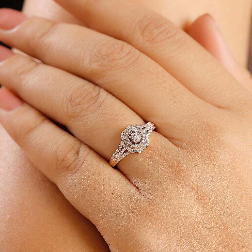 9K Rose Gold SGL Certified Pink Diamond Cluster Ring
