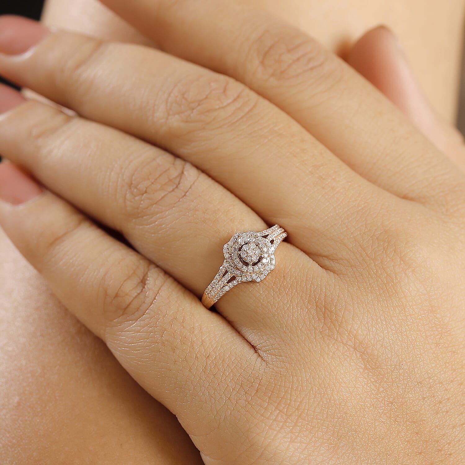 9K Rose Gold SGL Certified Pink Diamond Floral Cluster Ring 8023278 3