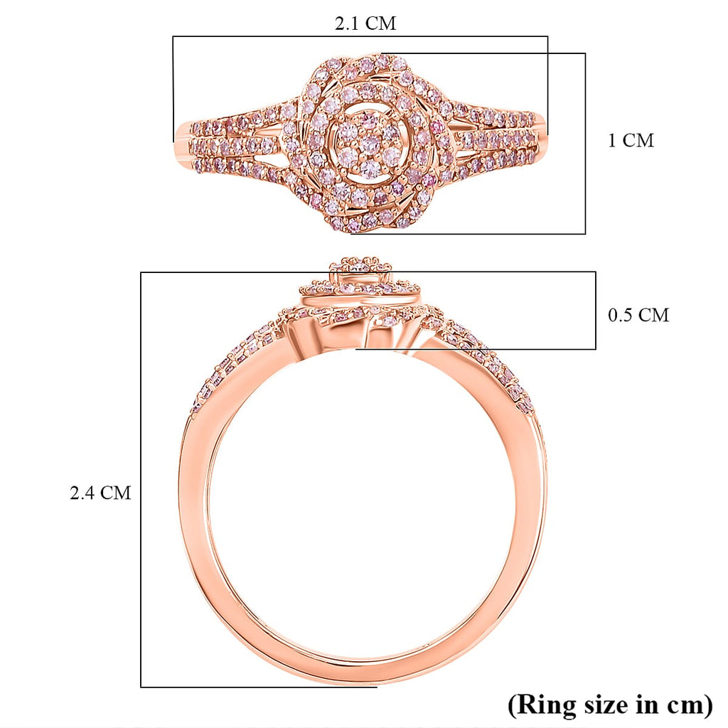 9K Rose Gold SGL Certified Pink Diamond Cluster Ring