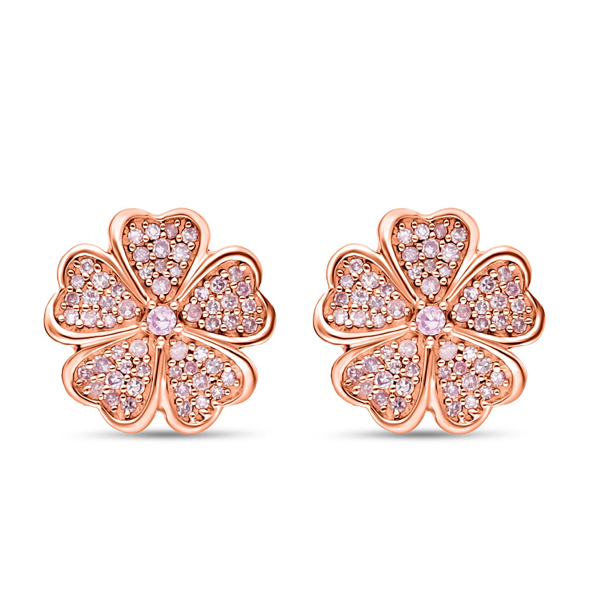 9K Rose Gold SGL Certified Pink Diamond Floral Stud Earrings 0.23 Ct 7631618 0