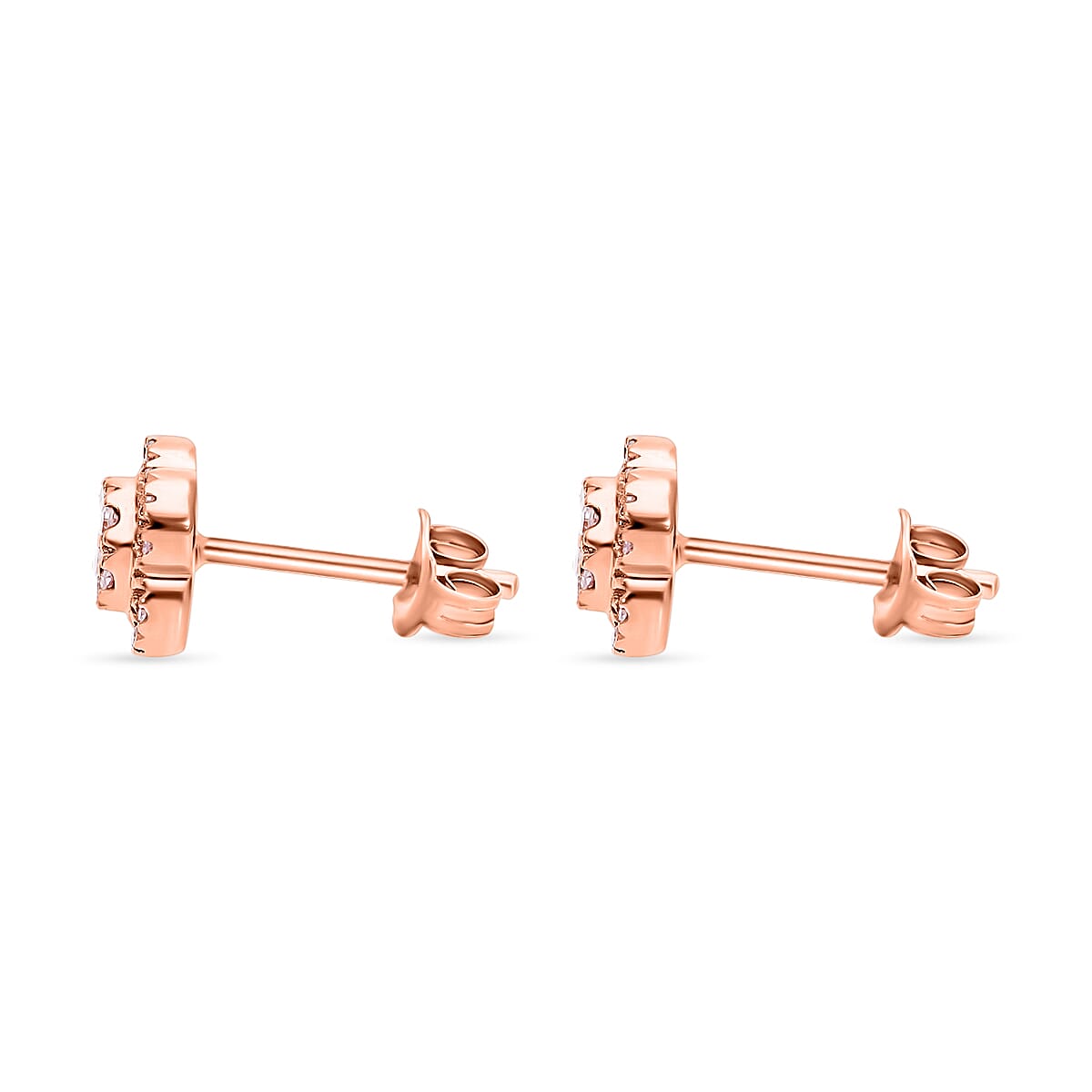 9K Rose Gold I3 Pink Diamond I3 Cluster Stud Earring 0.25 ct, Gold Wt. 1.43 Gms 0.246 Ct. 7650222 1