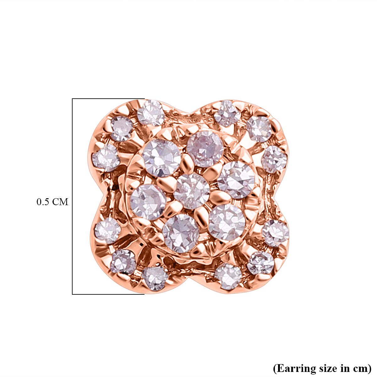 9K Rose Gold I3 Pink Diamond I3 Cluster Stud Earring 0.25 ct, Gold Wt. 1.43 Gms 0.246 Ct. 7650222 4