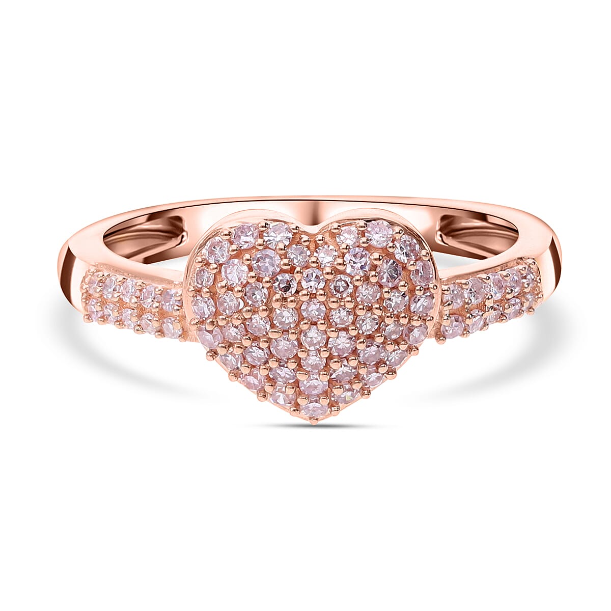 Pink Diamond Heart Ring in 9K Rose Gold SGL Certified (I3) 7652726 0
