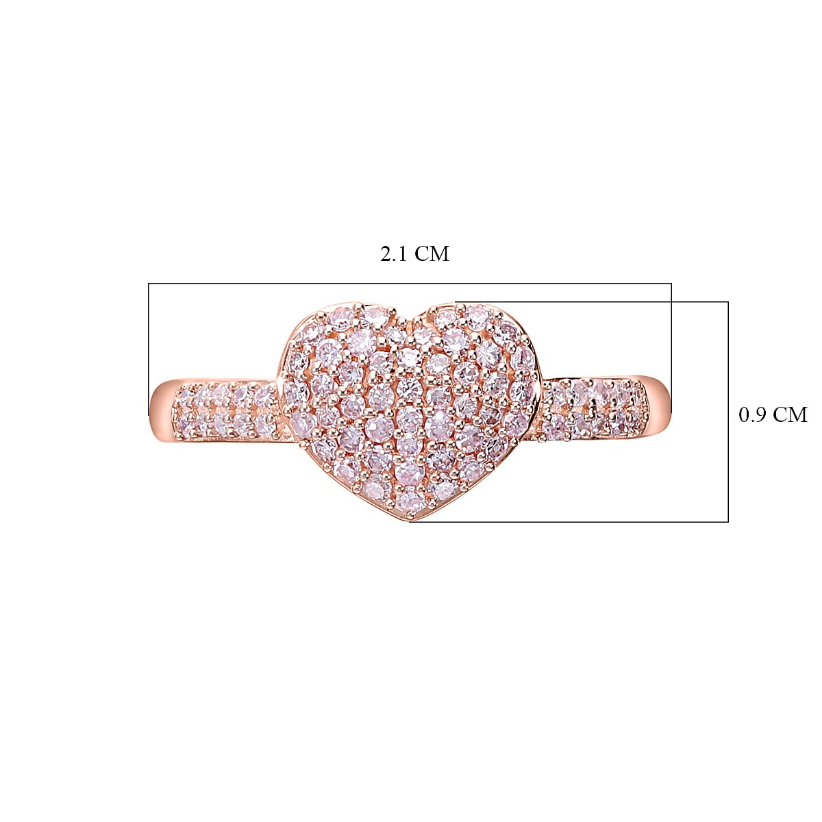 Pink Diamond Heart Ring in 9K Rose Gold SGL Certified (I3) 7652726 4