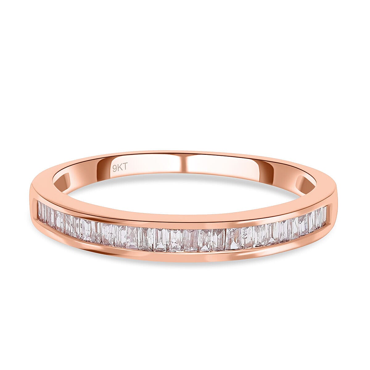 9K Rose Gold Pink Diamond Half Eternity Wedding Band Ring 0.33 Ct 7269809 0
