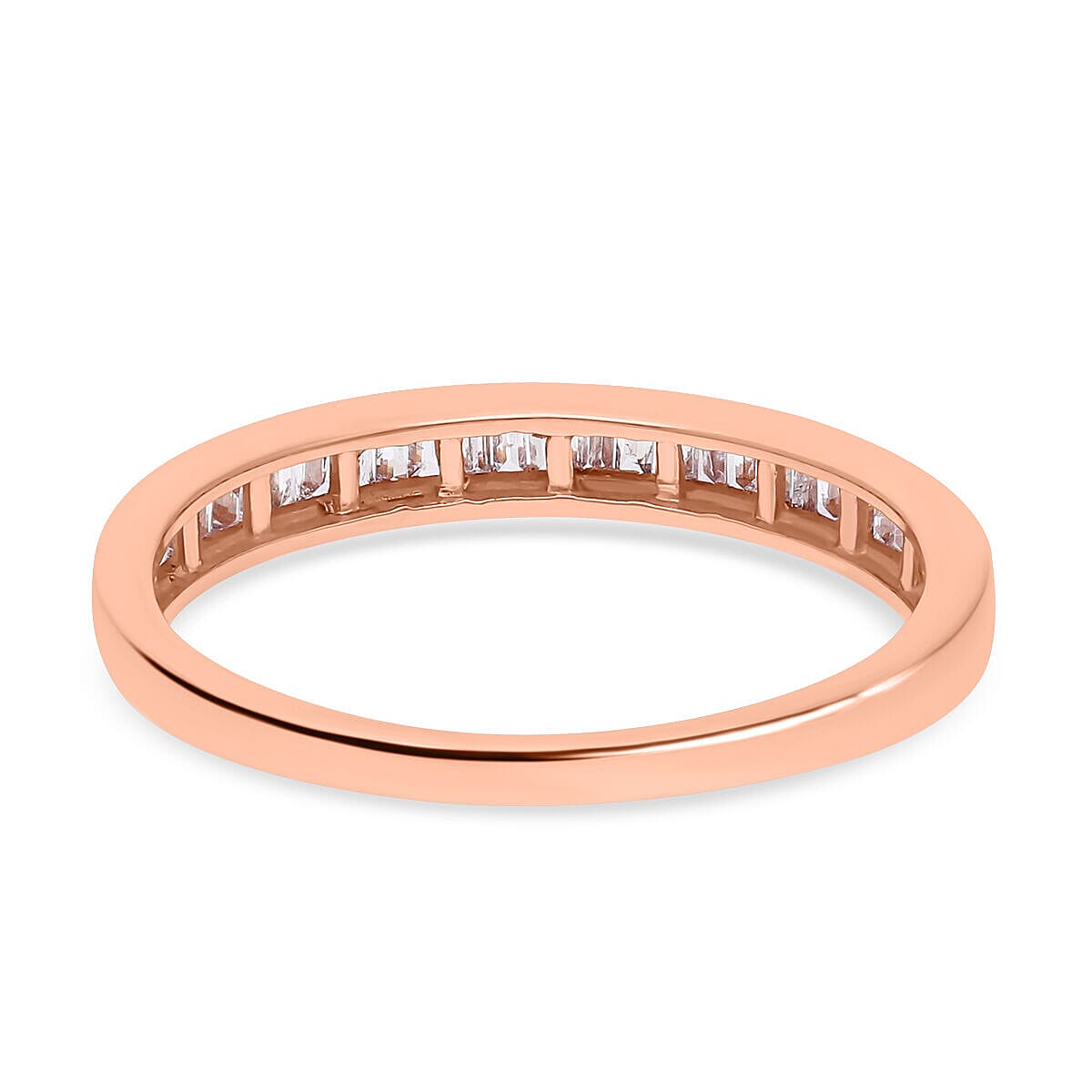 9K Rose Gold Pink Diamond Half Eternity Wedding Band Ring 0.33 Ct 7269809 8