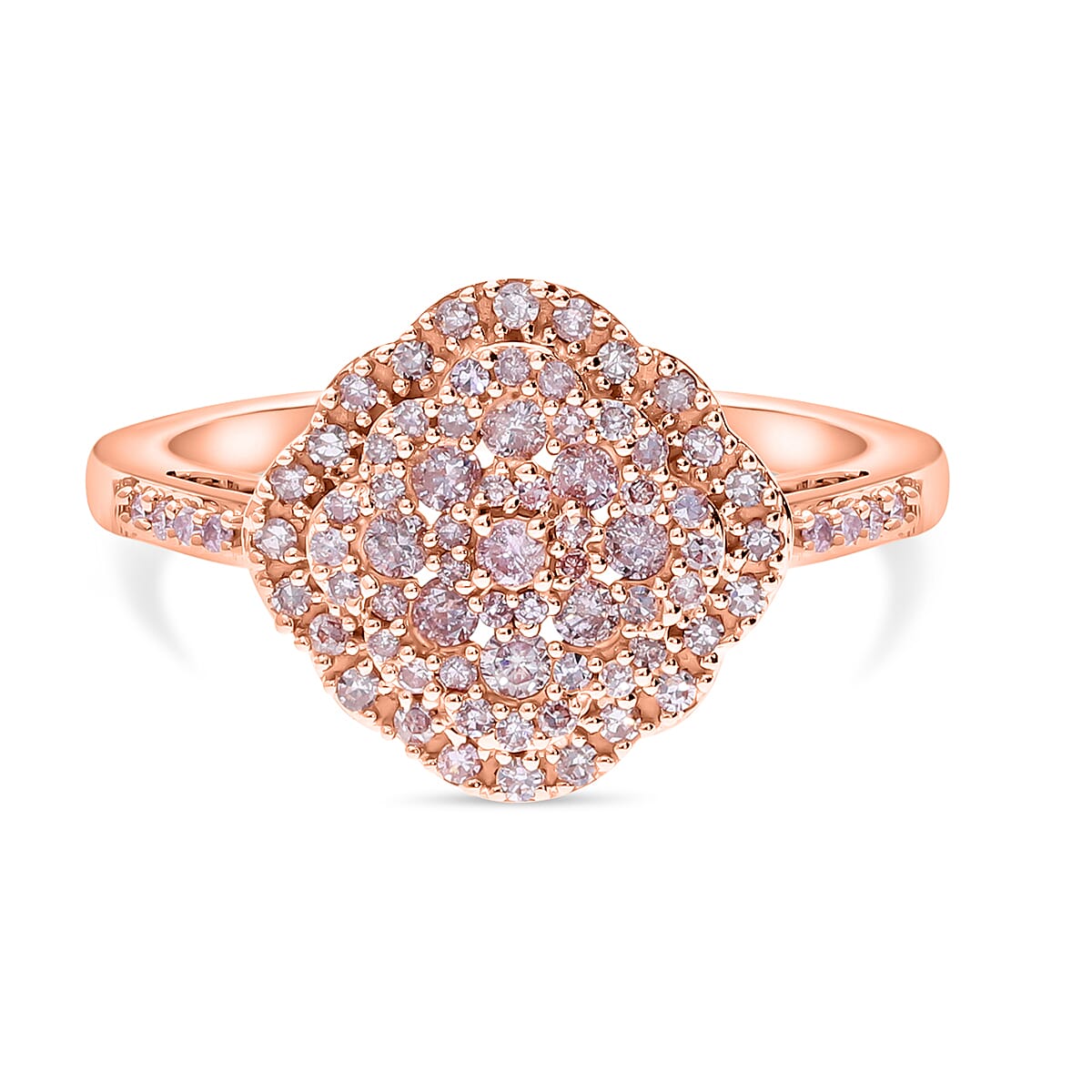0.34 ct. SGL Certified Pink Diamond Cluster Ballerina Ring in 9K Rose Gold 7647449 0