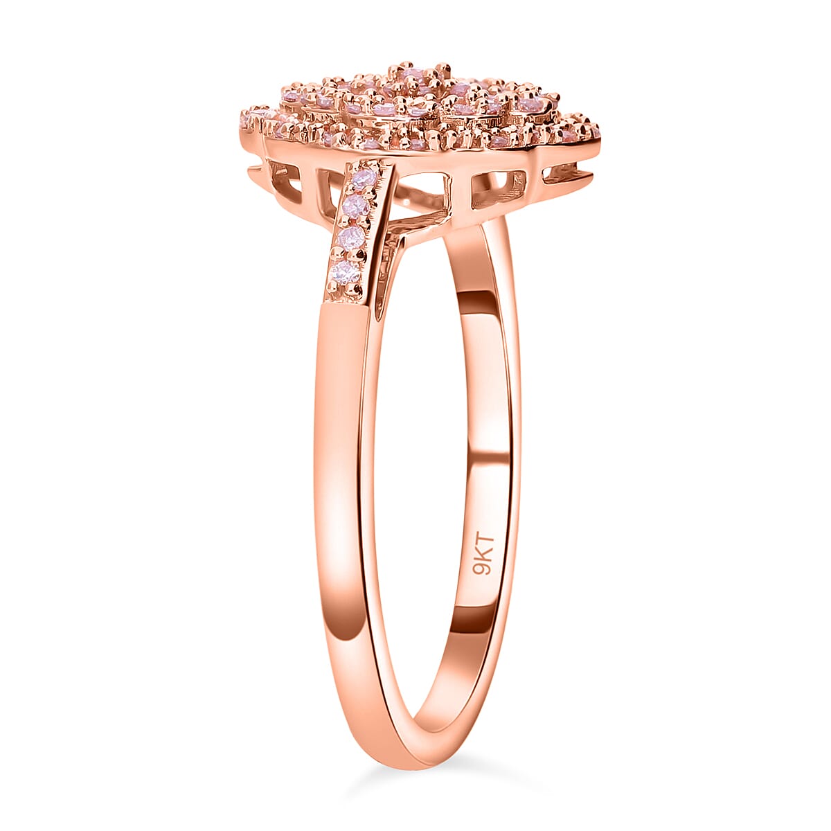 0.34 ct. SGL Certified Pink Diamond Cluster Ballerina Ring in 9K Rose Gold 7647449 1