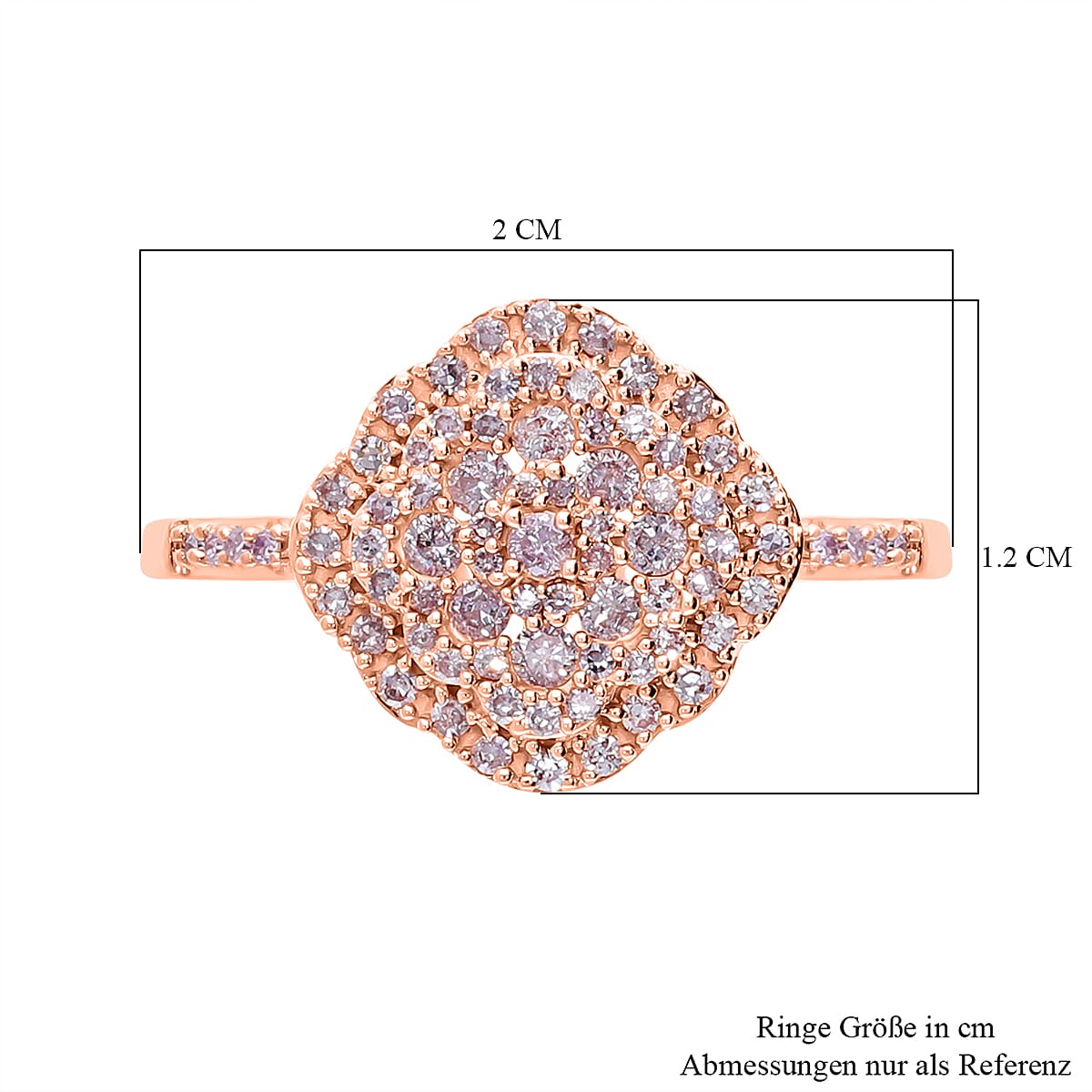 0.34 ct. SGL Certified Pink Diamond Cluster Ballerina Ring in 9K Rose Gold 7647449 4