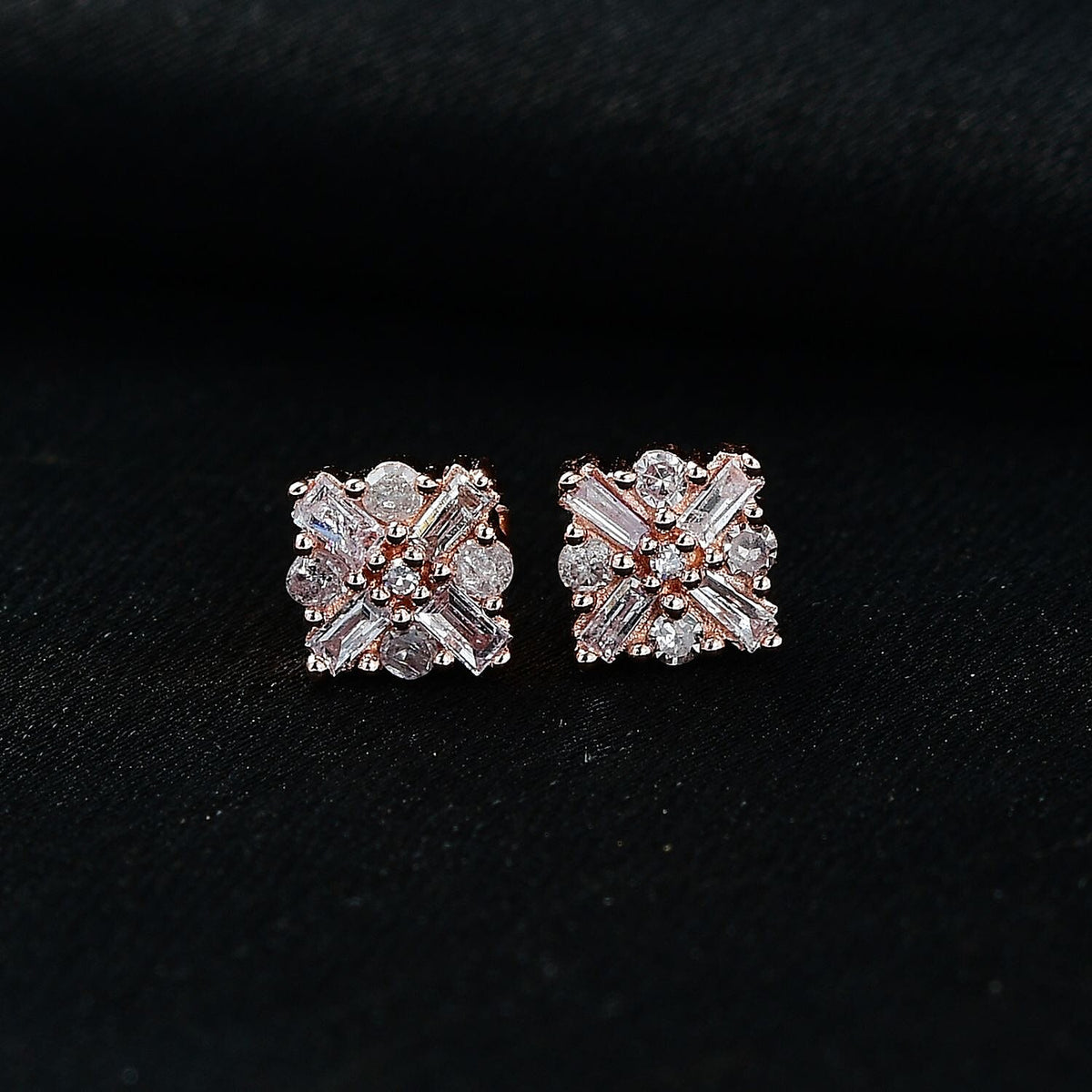 9K Rose Gold I3 Pink Diamond Cluster Stud Push Post Earring 0.25 ct, Gold Wt. 0.72 Gms 7652880 3