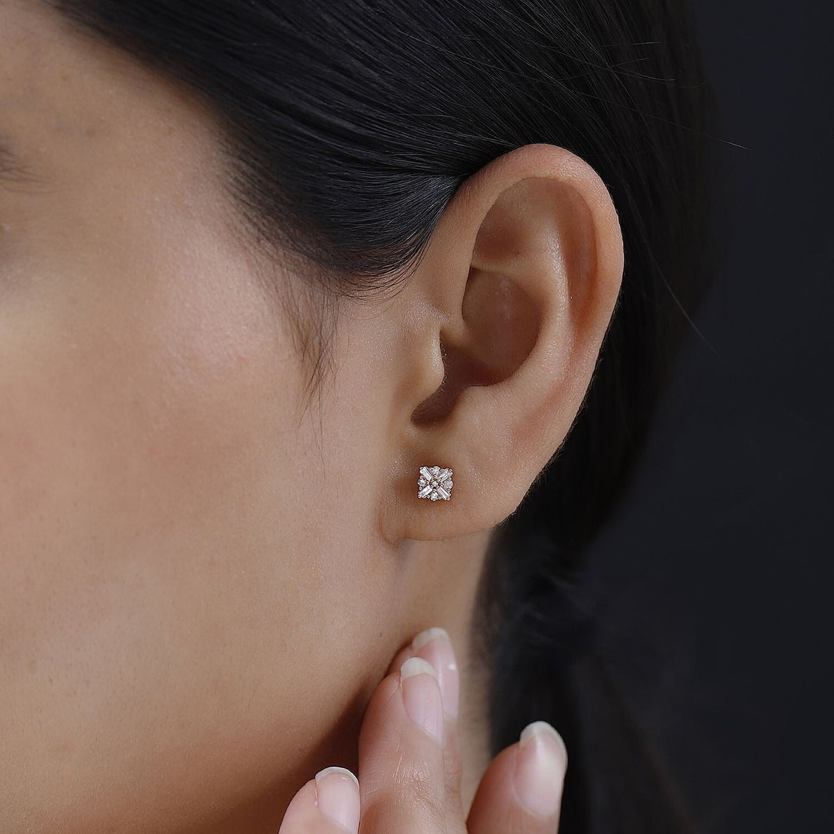 9K Rose Gold I3 Pink Diamond Cluster Stud Push Post Earring 0.25 ct, Gold Wt. 0.72 Gms 7652880 4