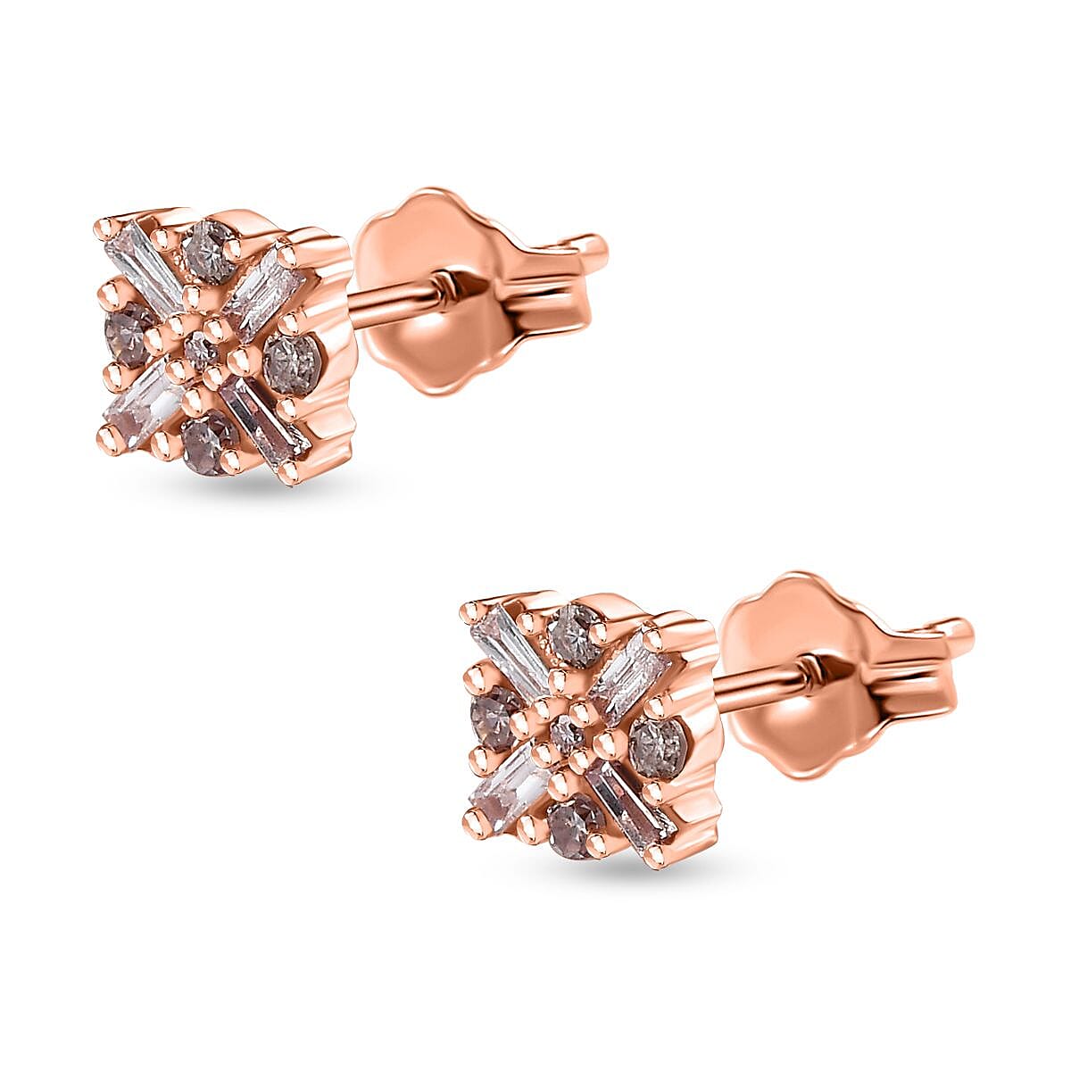 9K Rose Gold I3 Pink Diamond Cluster Stud Push Post Earring 0.25 ct, Gold Wt. 0.72 Gms 7652880 5
