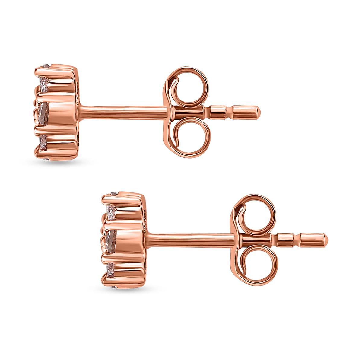 9K Rose Gold I3 Pink Diamond Cluster Stud Push Post Earring 0.25 ct, Gold Wt. 0.72 Gms 7652880 6