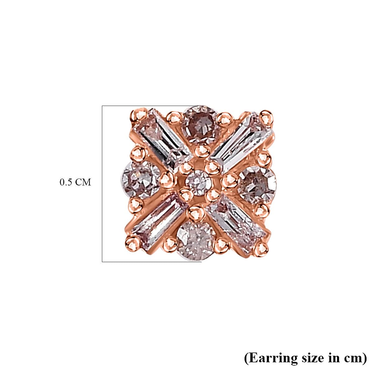9K Rose Gold I3 Pink Diamond Cluster Stud Push Post Earring 0.25 ct, Gold Wt. 0.72 Gms 7652880 7
