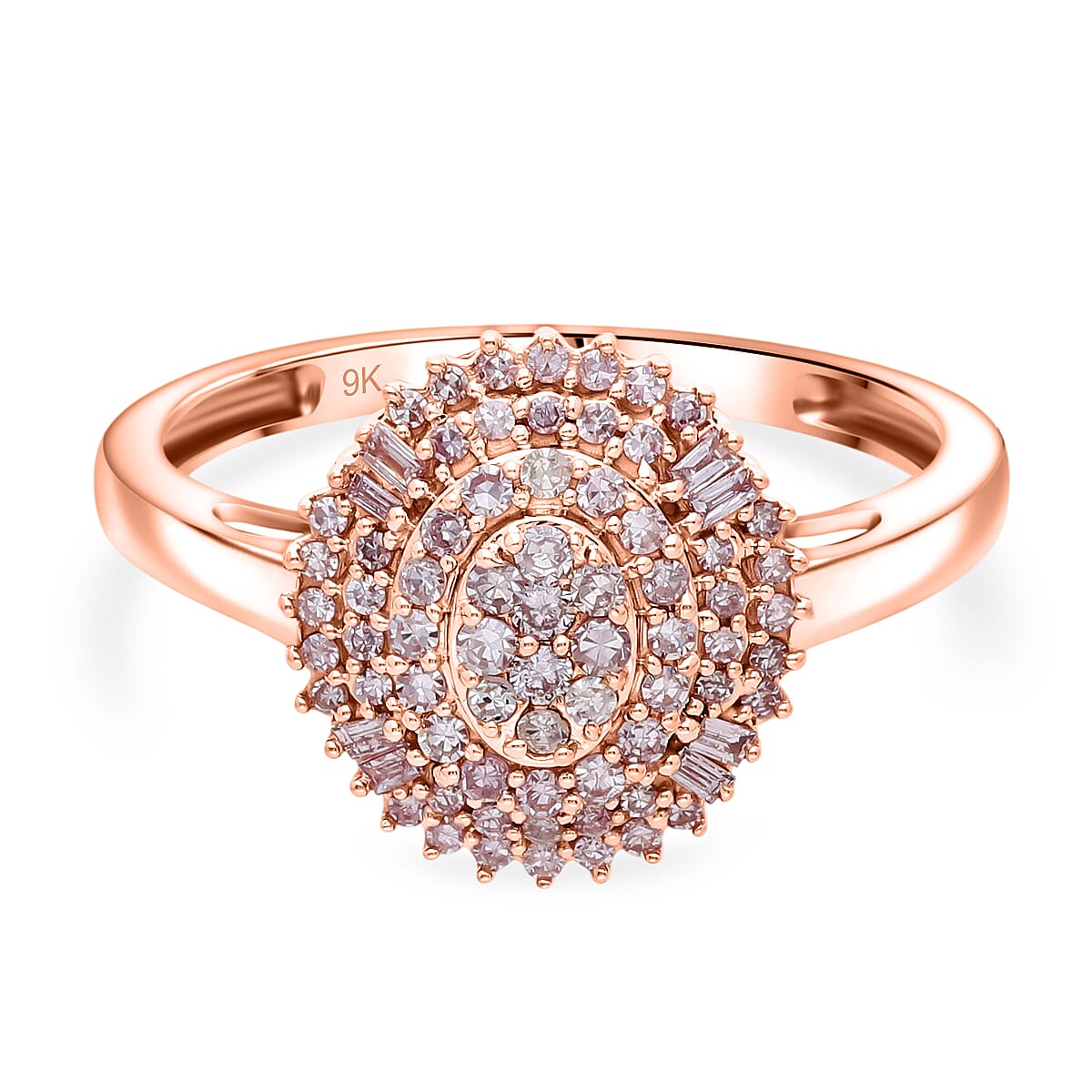9K Rose Gold I3 Pink Diamond Cluster Ring 0.50 Ct. 8114381 5