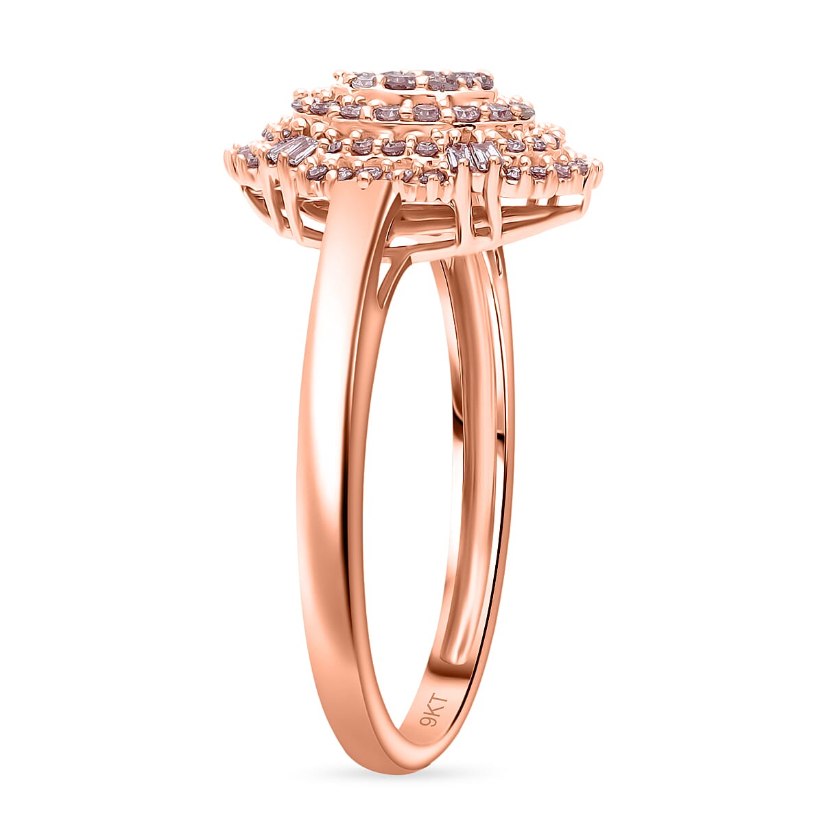 9K Rose Gold I3 Pink Diamond Cluster Ring 0.50 Ct. 8114381 7