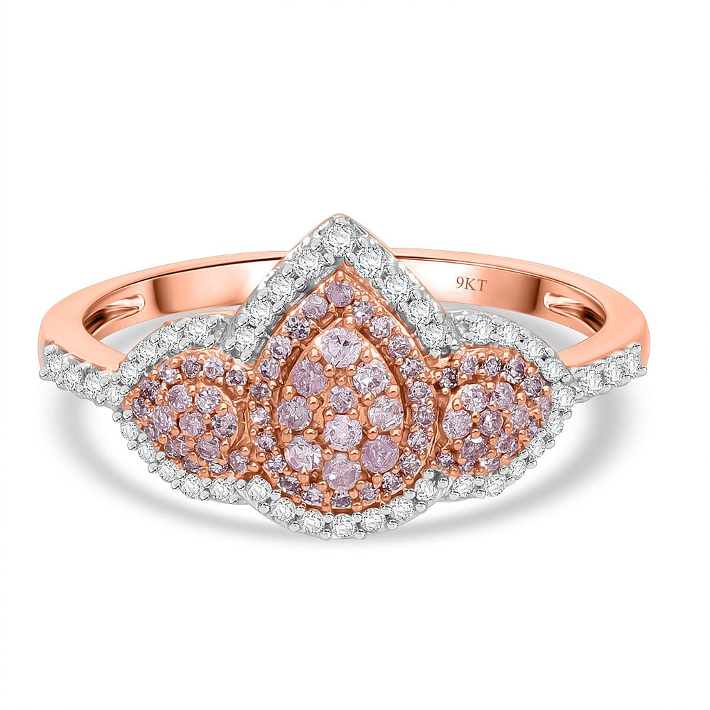 9K Rose Gold SGL Certified Natural Pink Diamond & White Diamond Ring 0.50 Ct.