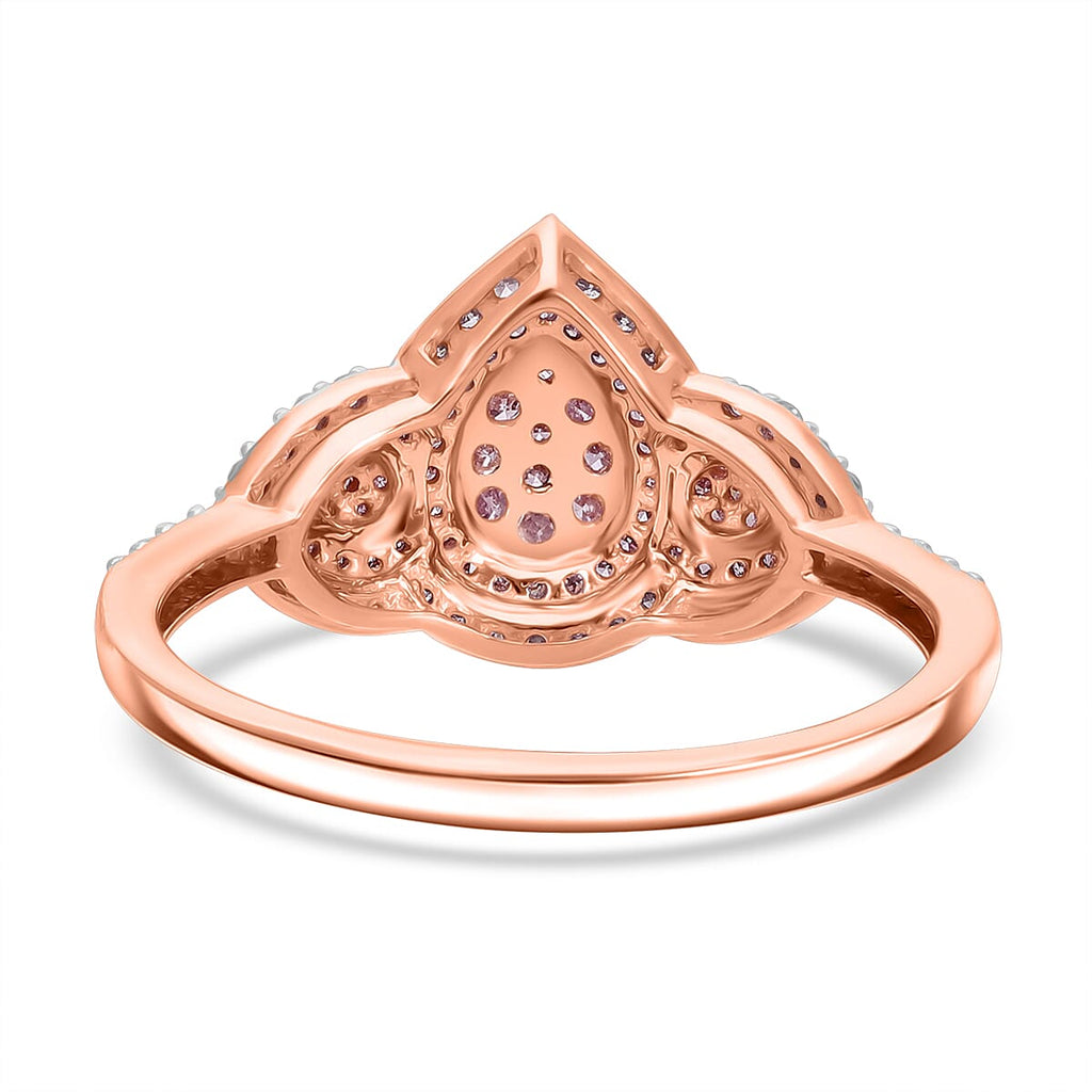 9K Rose Gold SGL Certified Natural Pink Diamond & White Diamond Ring 0.50 Ct.
