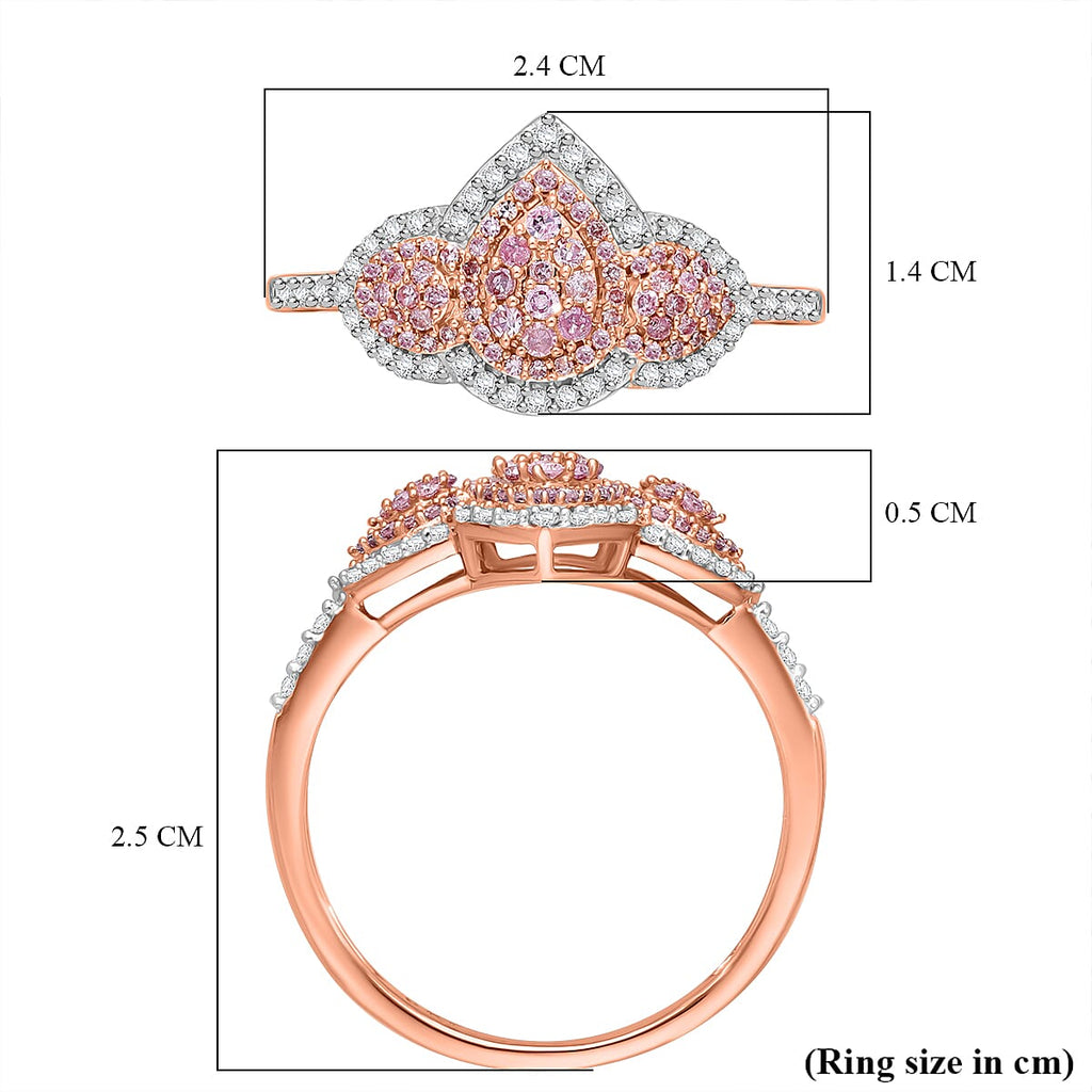 9K Rose Gold SGL Certified Natural Pink Diamond & White Diamond Ring 0.50 Ct.