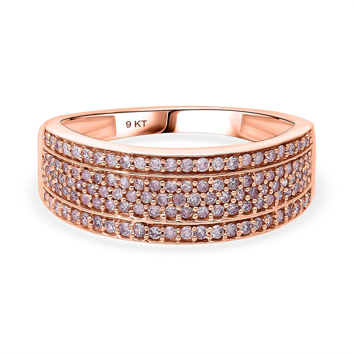 9K Rose Gold SGL Certified Pink Diamond, White Diamond Band Ring, 0.51 Cts. 8050456 1