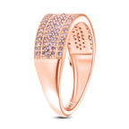 9K Rose Gold SGL Certified Pink Diamond & White Diamond Band Ring, 0.51 Ct.