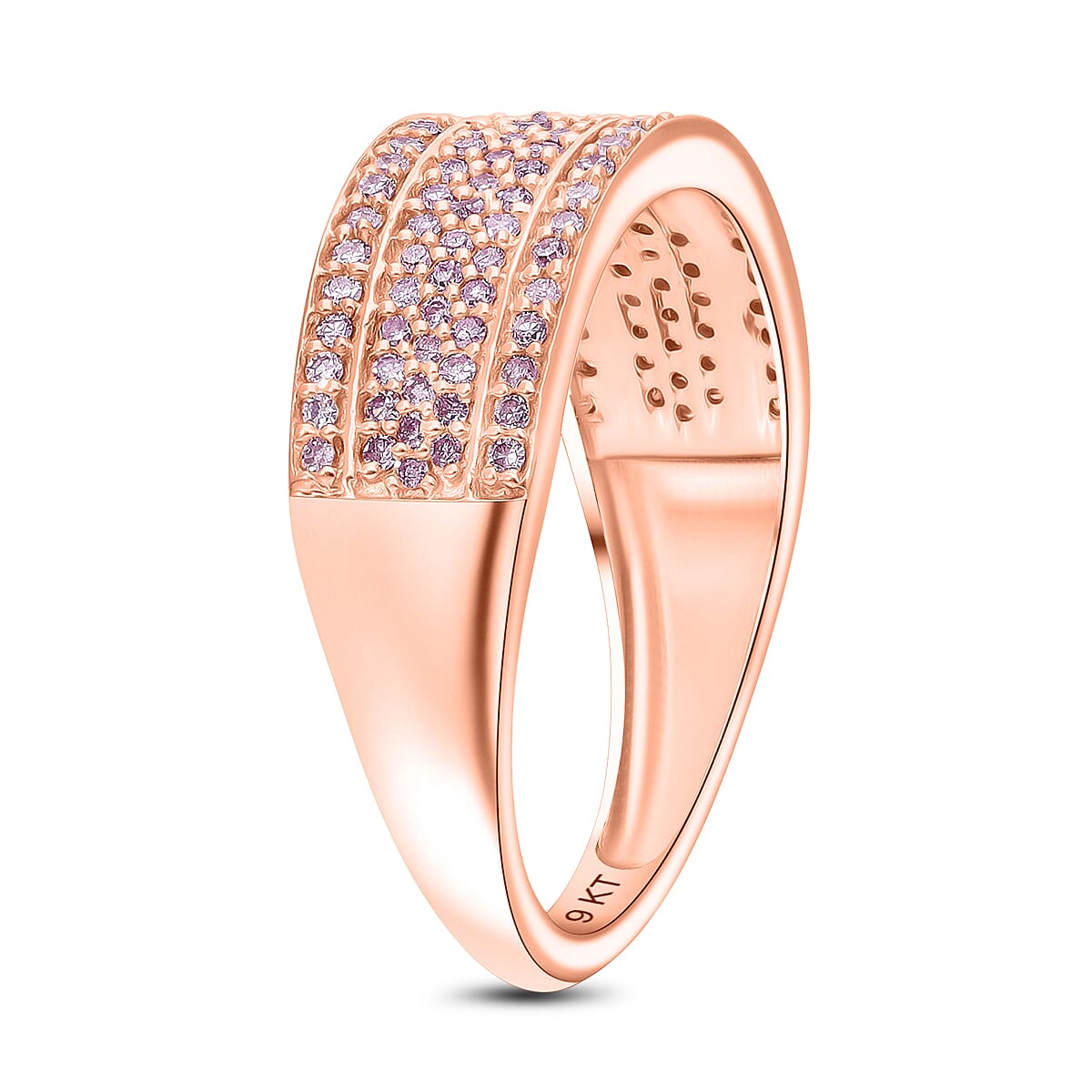 9K Rose Gold SGL Certified Pink Diamond, White Diamond Band Ring, 0.51 Cts. 8050456 3