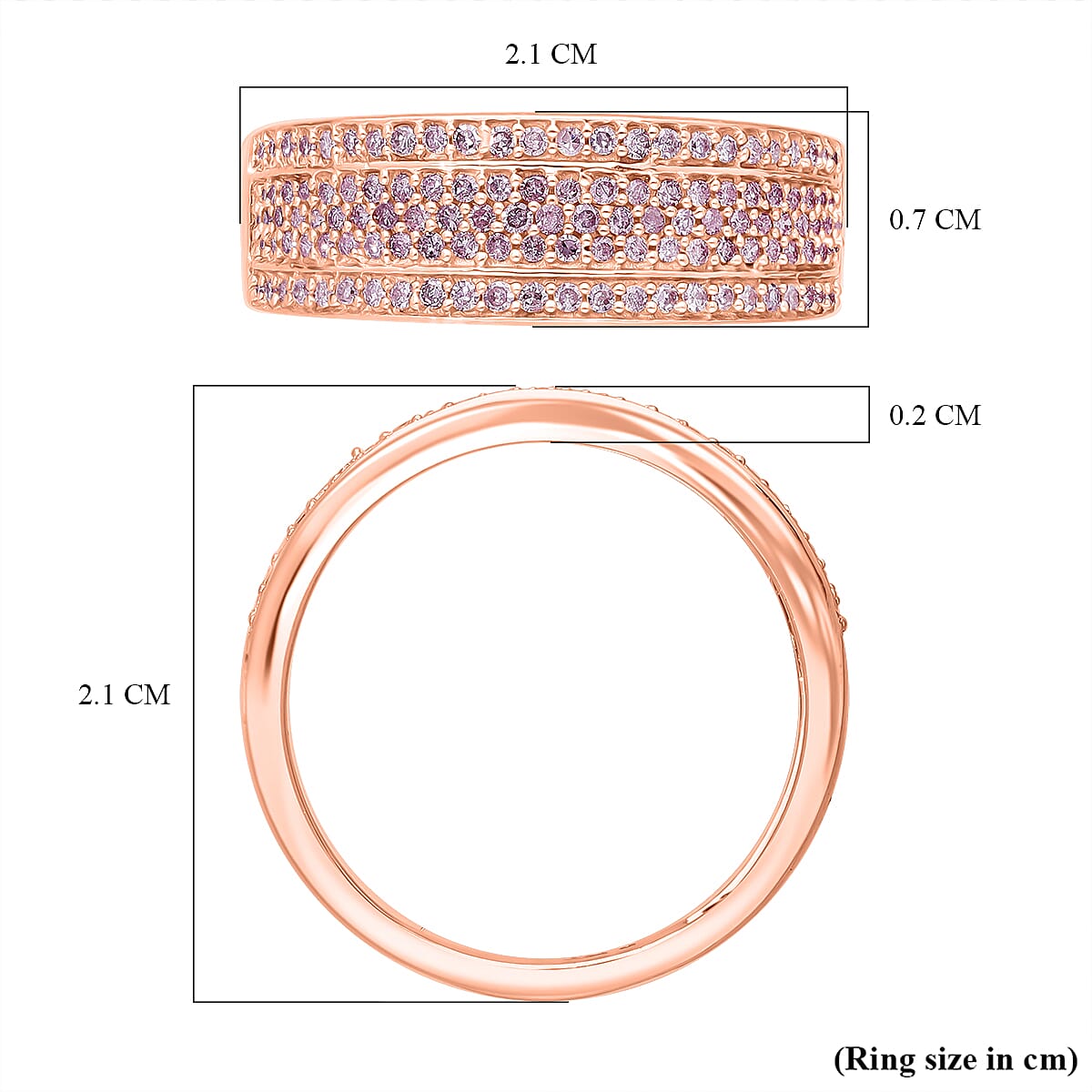9K Rose Gold SGL Certified Pink Diamond, White Diamond Band Ring, 0.51 Cts. 8050456 7