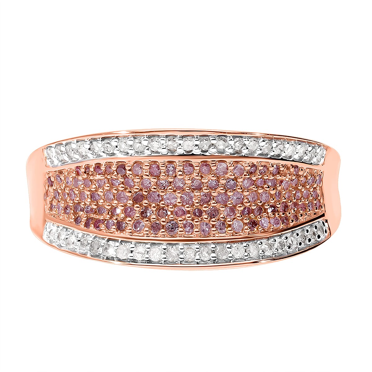 9K Rose Gold Natural SGL Certified Pink Diamond (G-H) and White Diamond Ring 0.50 Ct 7705917 0