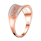 9K Rose Gold Natural SGL Certified Pink Diamond (G-H) and White Diamond Ring 0.50 Ct
