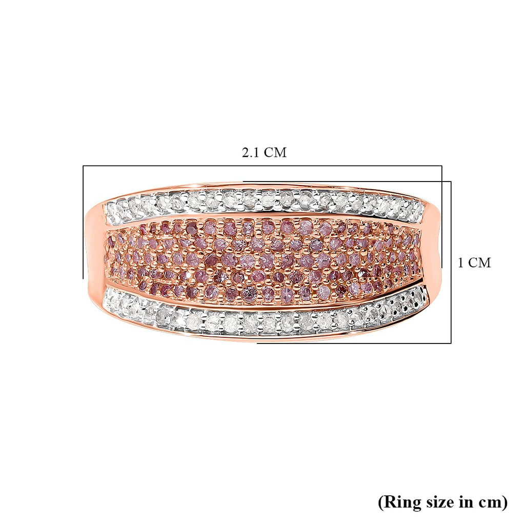 9K Rose Gold Natural SGL Certified Pink Diamond (G-H) and White Diamond Ring 0.50 Ct