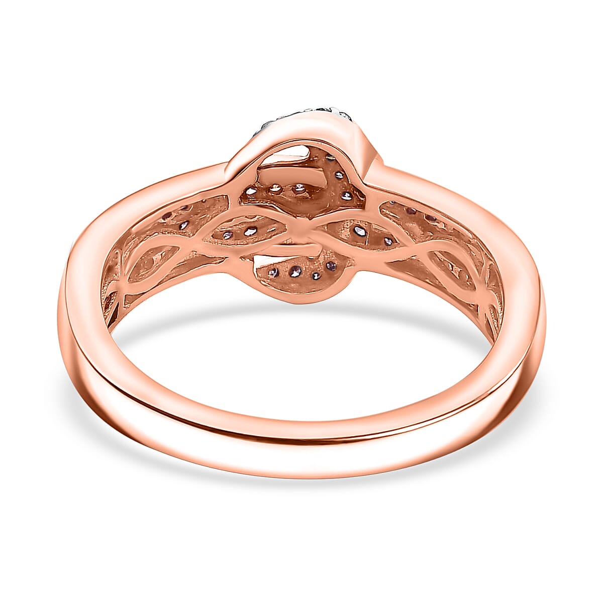 9K Rose Gold SGL Certified White Diamond and Pink Diamond Buckle Ring 7968883 5