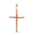 9K Rose Gold Natural Champagne Diamond Cross Pendant 1.08 Ct