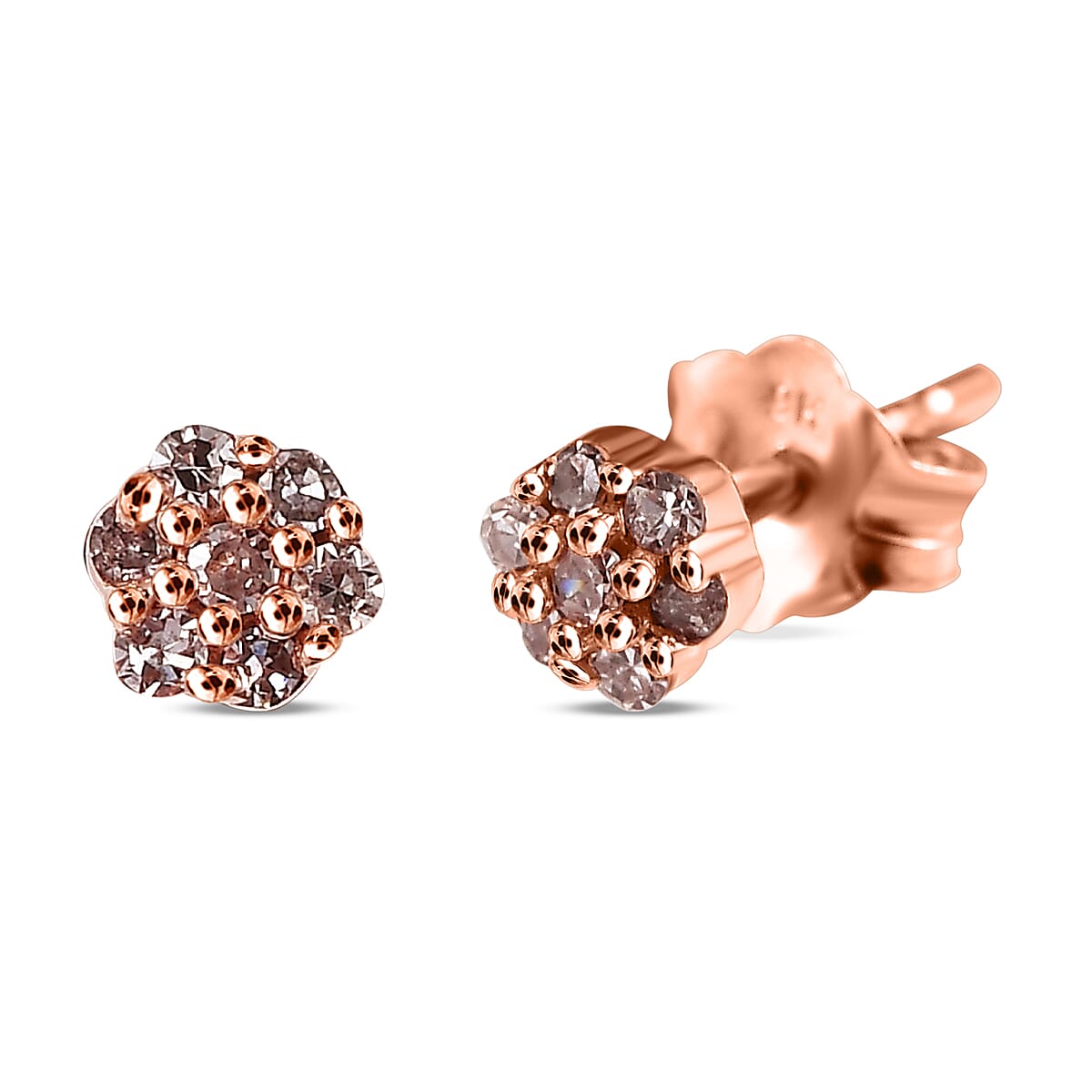 9K Rose Gold Natural Pink Diamond Stud Earrings (with Push Back) 7517835 4