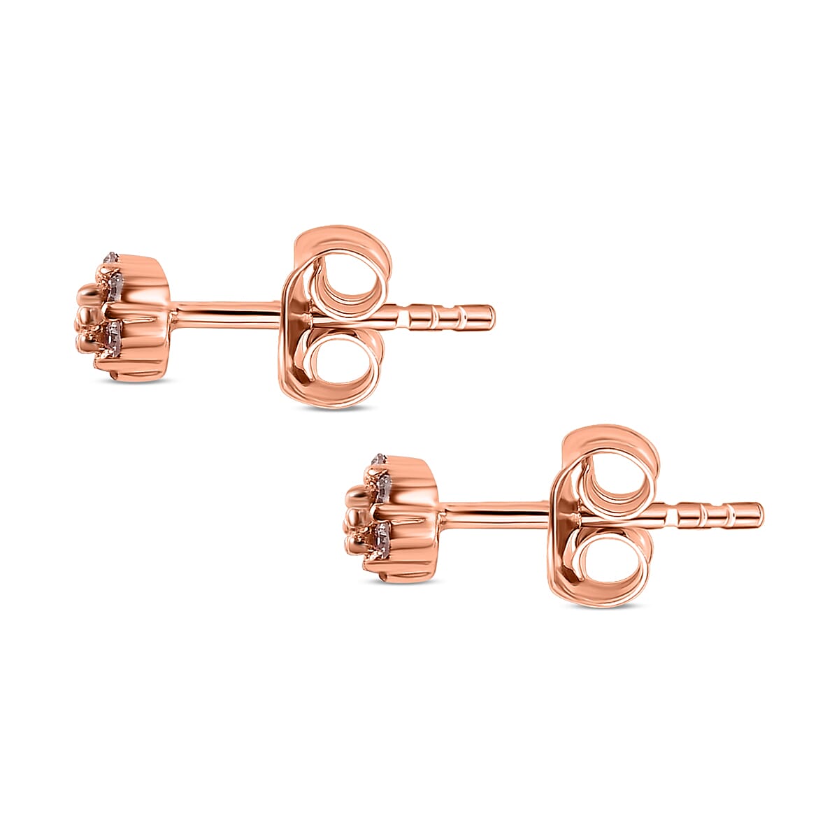 9K Rose Gold Natural Pink Diamond Stud Earrings (with Push Back) 7517835 5